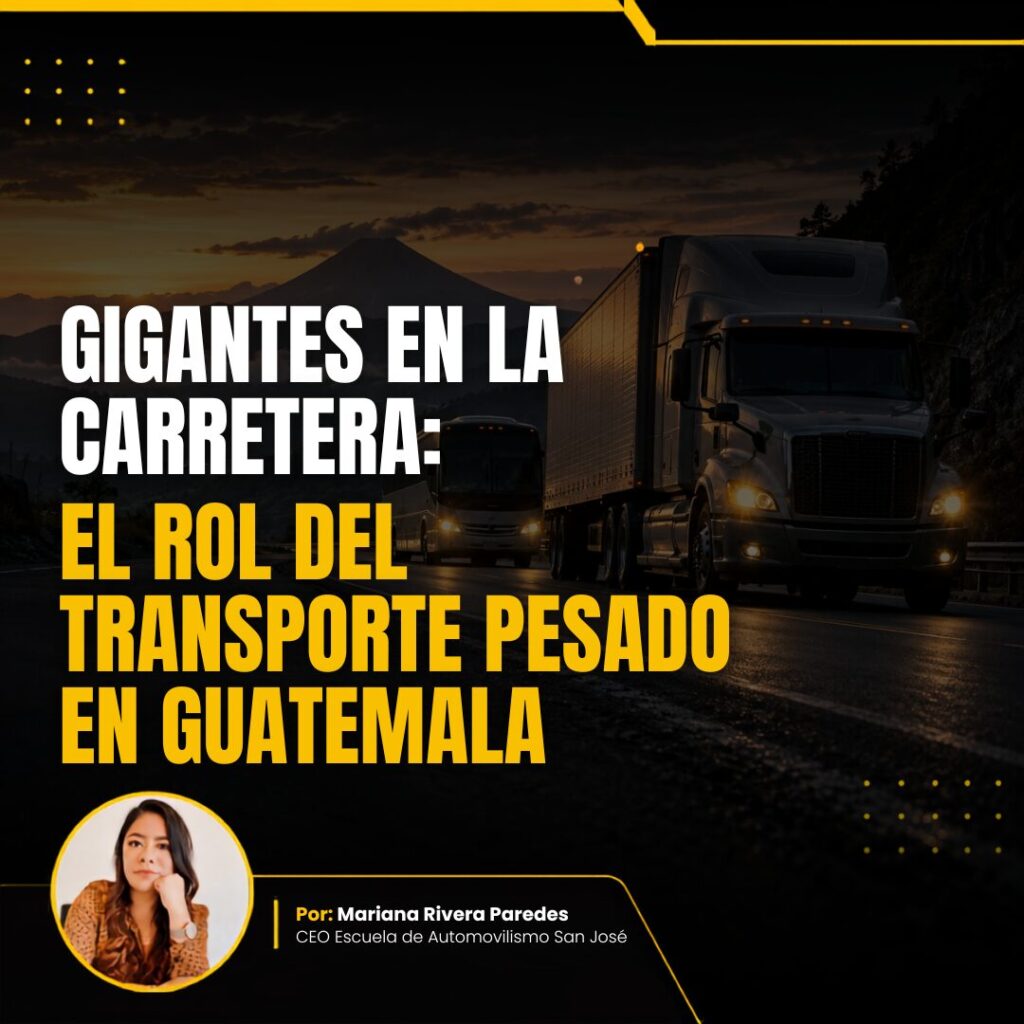Cabezal de carga en una carretera de Guatemala al atardecer, portada del artículo Gigantes en la carretera